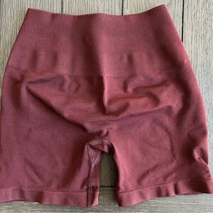 Seamless Rib Waist Red-Brown Women’s Shorts